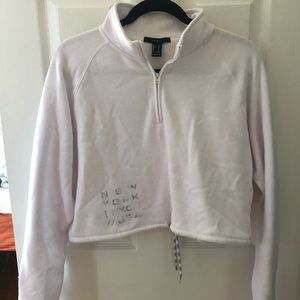 Cropped White Forever 21 Sweatshirt